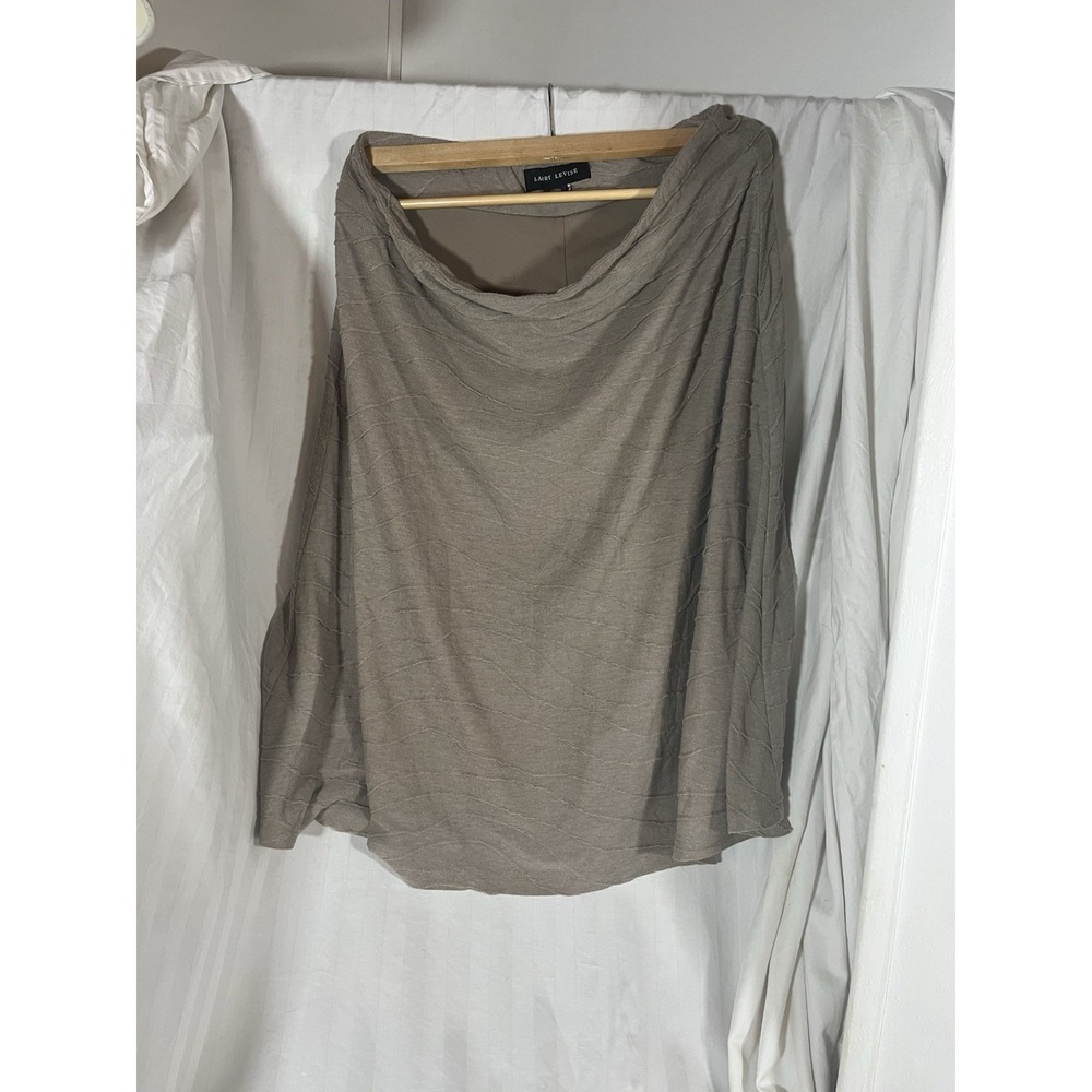 Larry Levine Taupe Brown Textured Wave Pattern A-Line Midi Skirt Womens Large